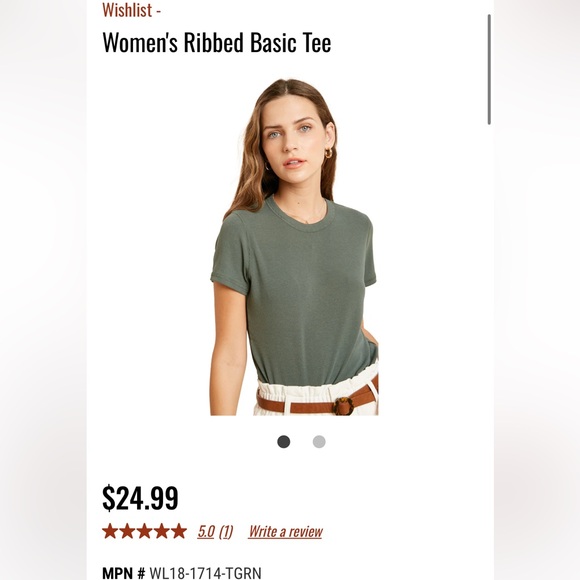 Wishlist - Green Ribbed Tee - Picture 3 of 3